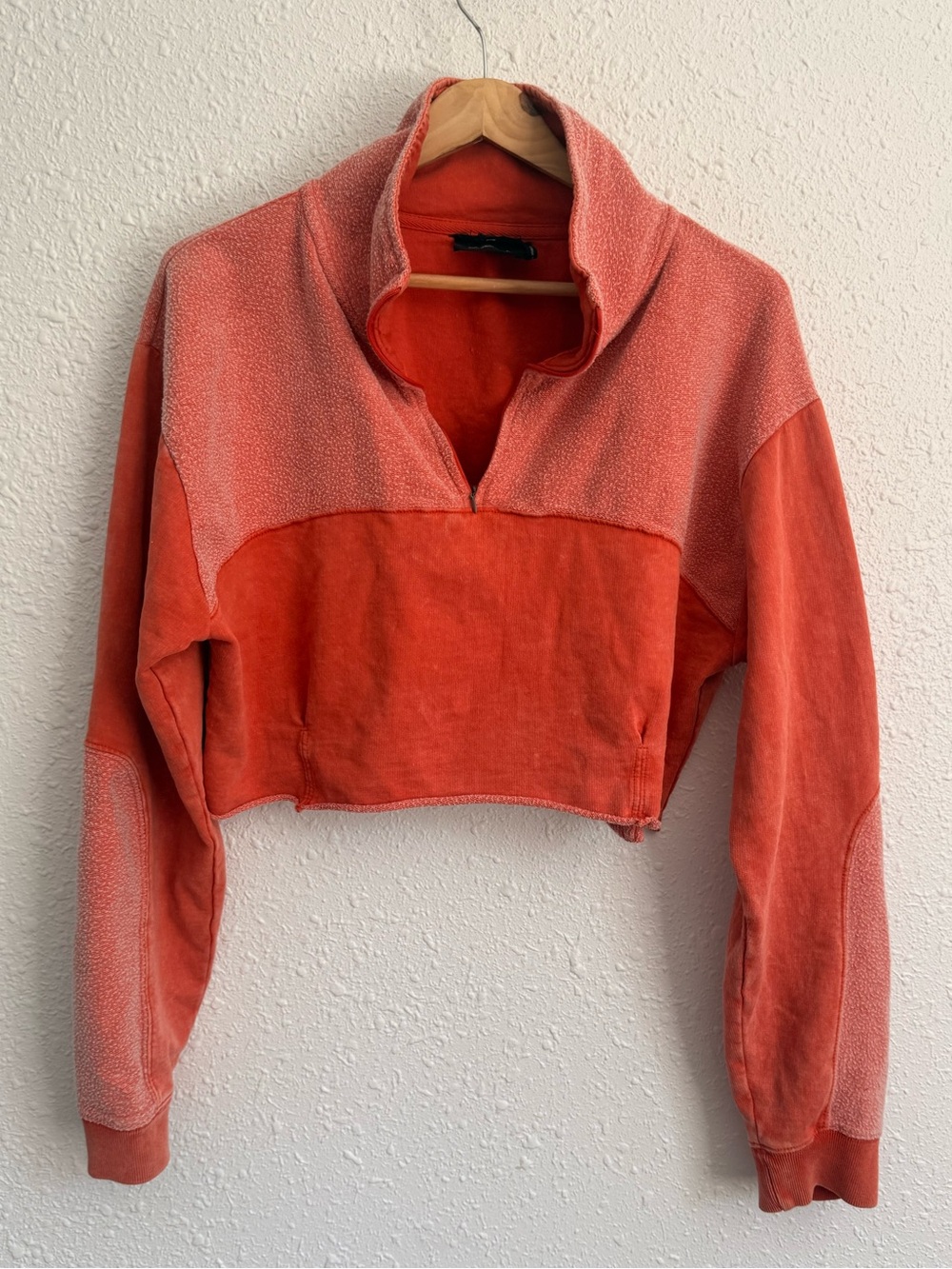 Out from under Urban outfitters coral salmon cropped pullover sweatshirt 1/4 zip